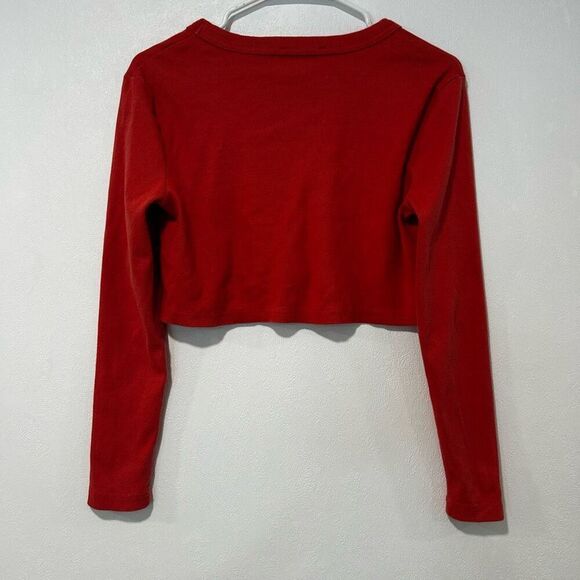 Forever 21 Red Cropped Button Cardigan | “New York City” Embroidery | Size S - Picture 2 of 6